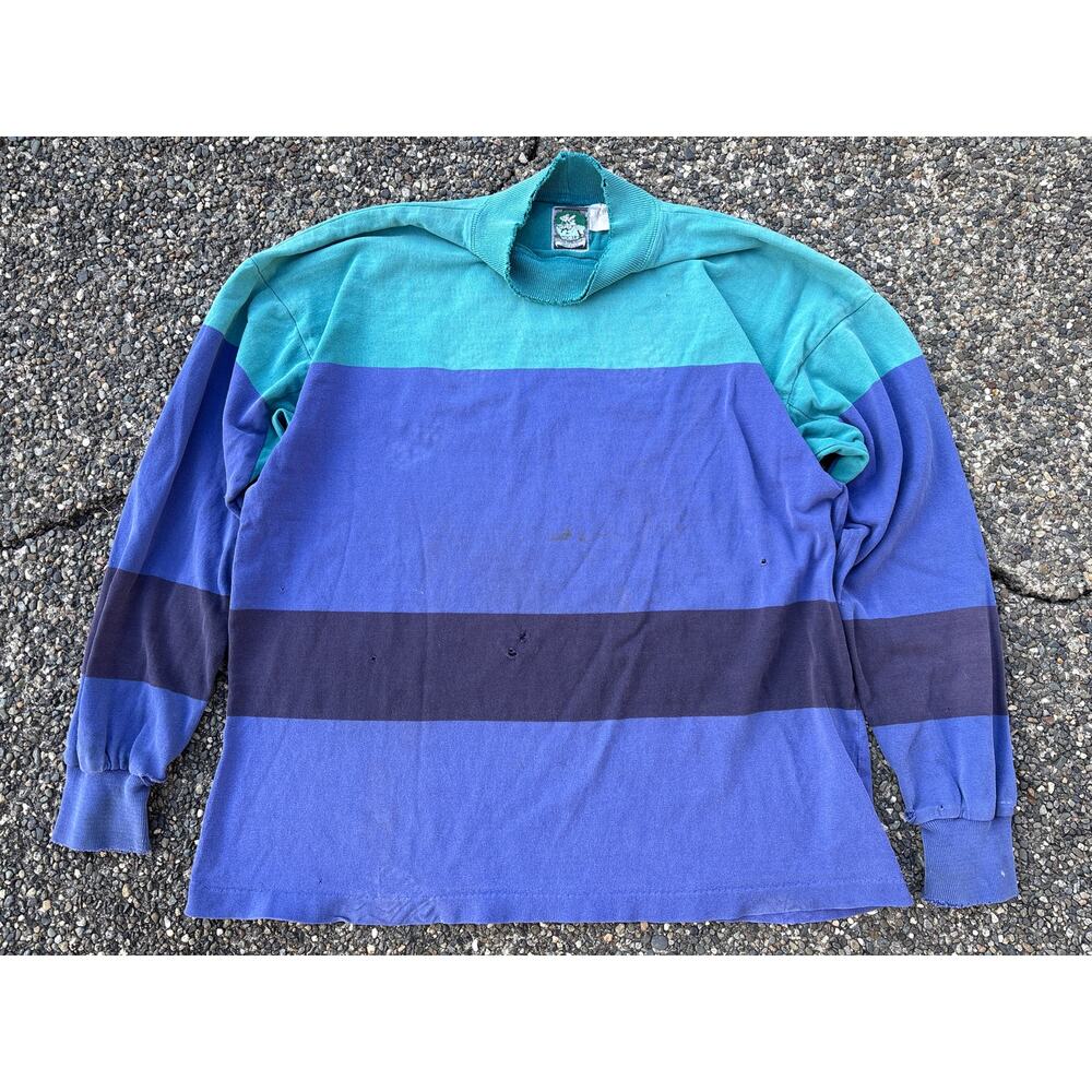Vintage 80s thrashed rugby soccer colorblock shirt McIntosh & Seymour sports